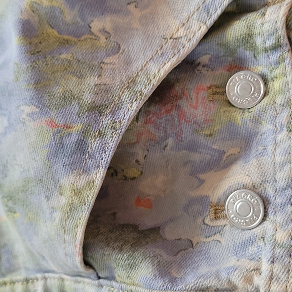 ANTHROPOLOGIE PILCRO Cut Off Short Pastel Print Denim Overalls w/Frayed Hem - Picture 15 of 15